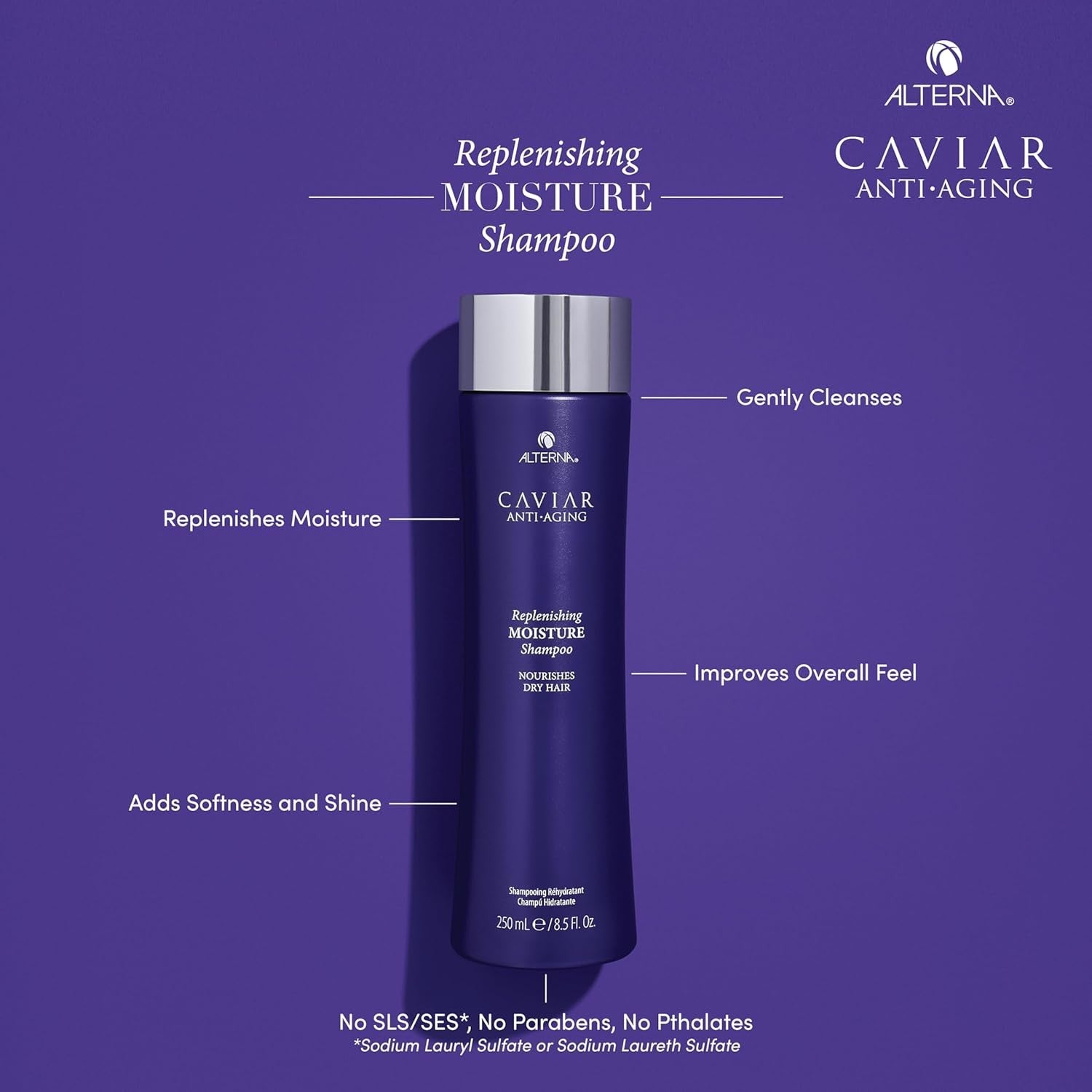 Buy now CAVIAR Anti-Aging Replenishing Moisture Shampoo | For Dry, Brittle Hair | Protects, Restores & Hydrates | Sulfate Free at indiglob india