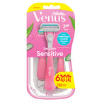Gillette Venus Sensitive Disposable Razors for Women with Sensitive Skin, 6 Count, Delivers Close Shave with Comfort