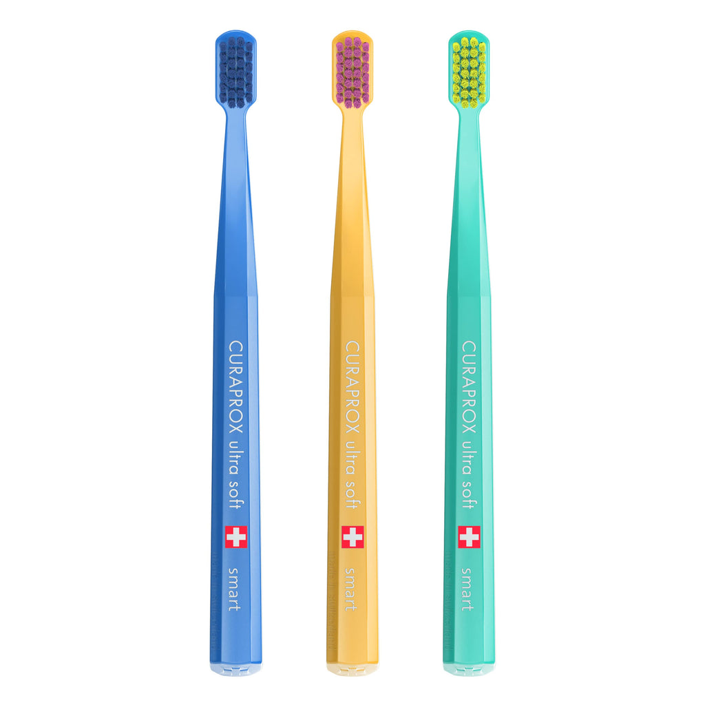Curaprox CS Smart Toothbrush, Mixed Colors, 3-Pack, Swiss Made