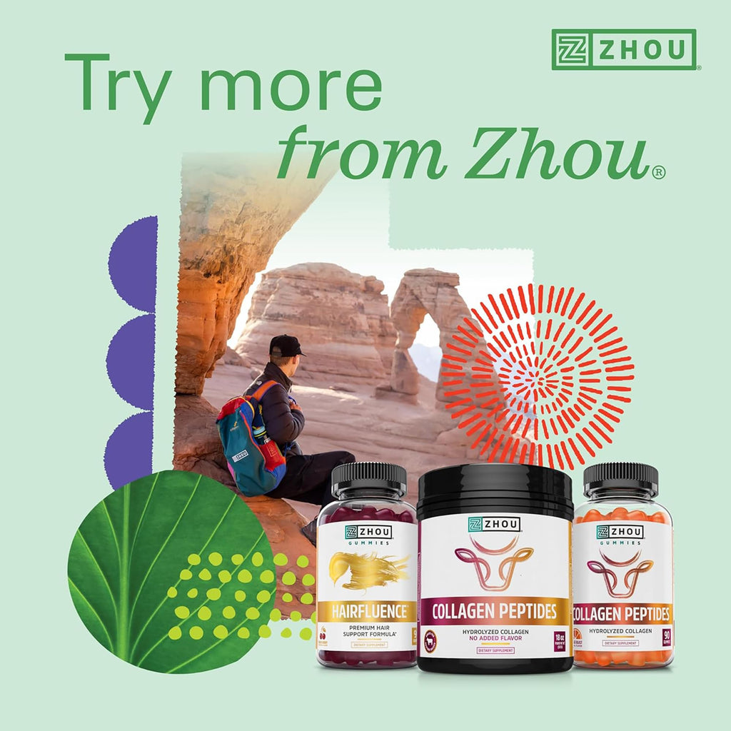 Zhou Hairfluence Supplement - 120 Veggie Capsules (Pack of 1) | Vegan Biotin Supplement for Hair Growth for Men & Women, Supports Stronger & Healthier Hair & Nails