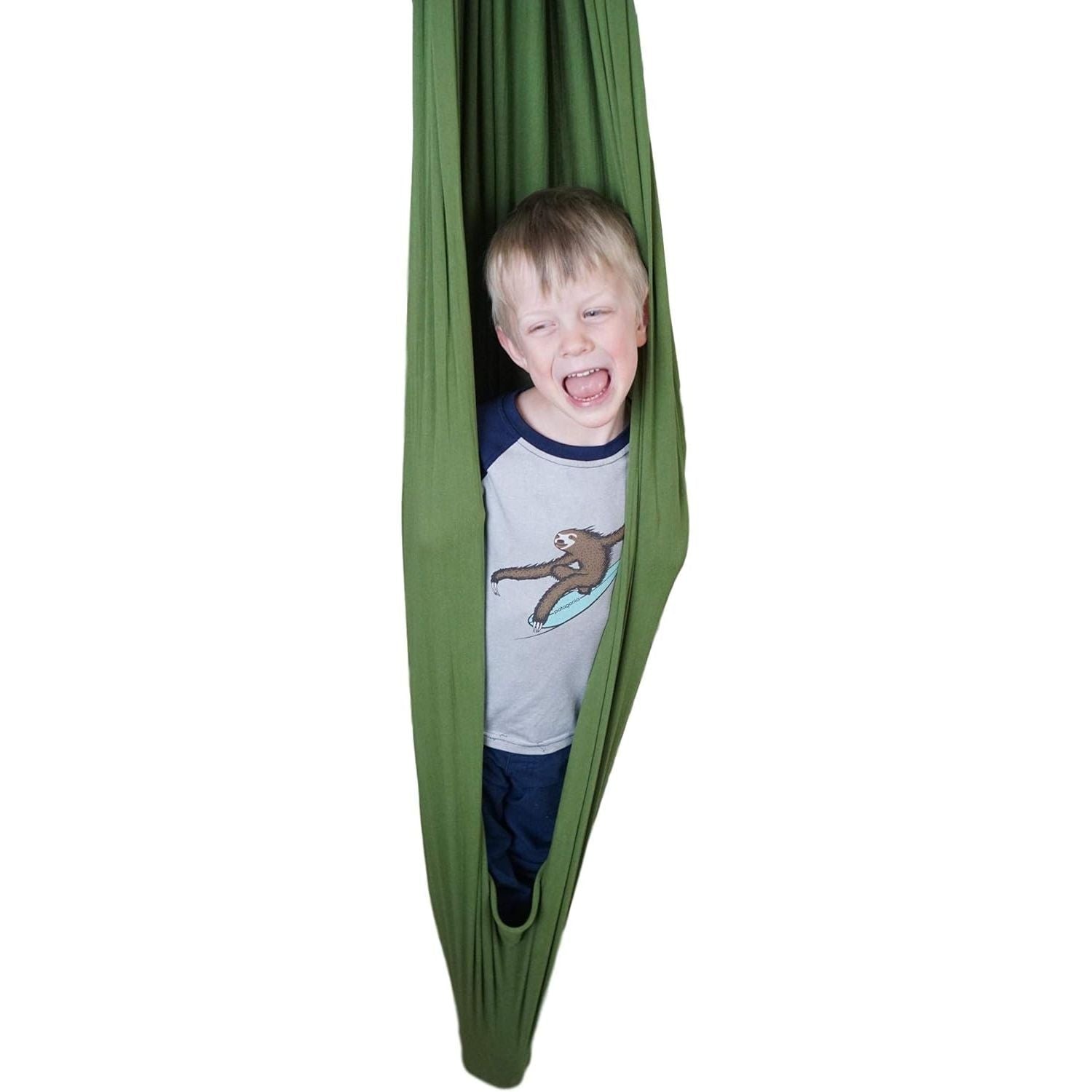 Buy now Sensory Swing for Kids Indoor Outdoor Green | Therapy Tool for Special Needs Snuggle Cuddle Hammock Swing | for Children with Autism, ADHD, Aspergers, Sensory Integration - by Sensory4u at indiglob india