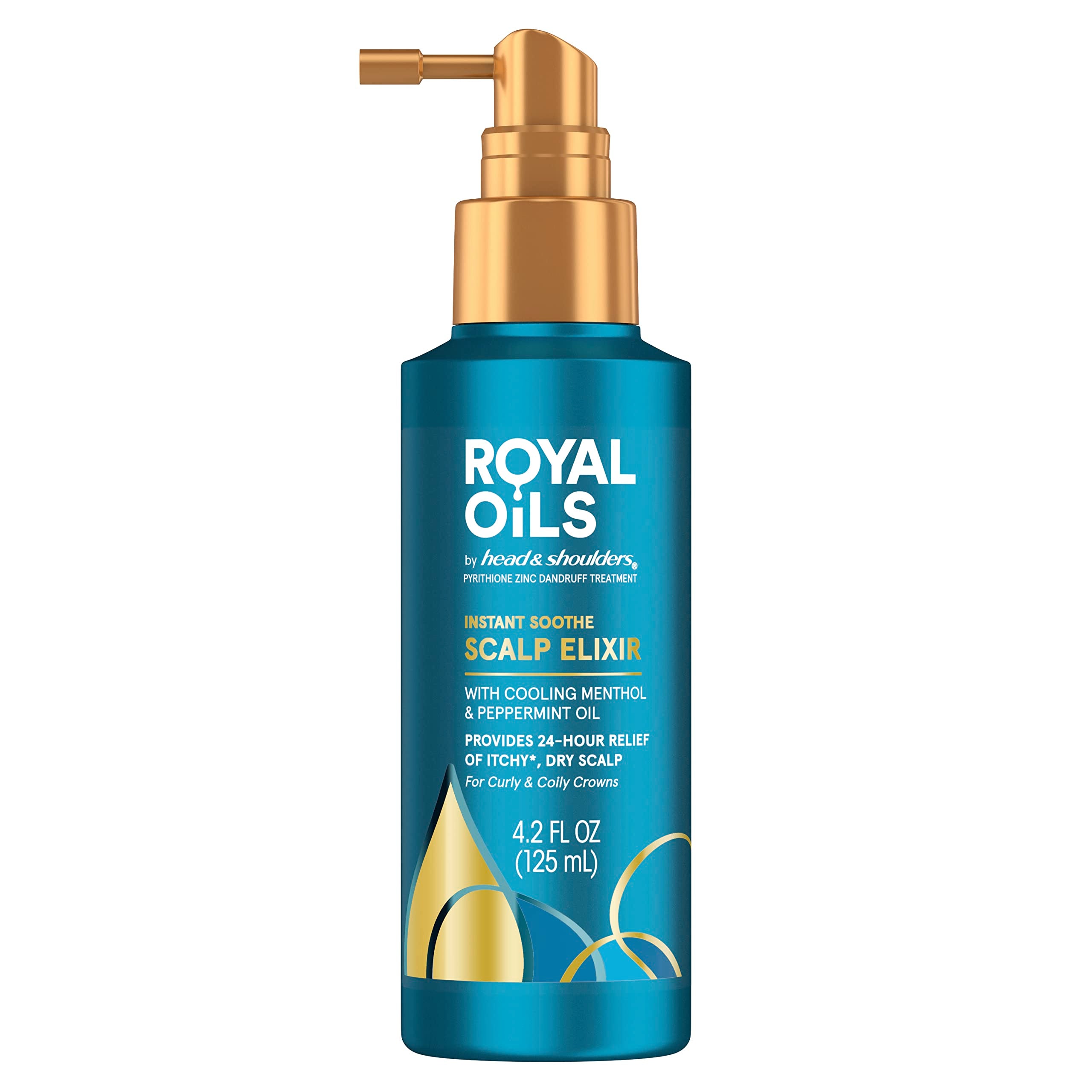 Head & Shoulders Royal Oils Instant Soothe Scalp Elixir, 4.2 fl oz, No-Rinse Scalp Relief for Textured Hair