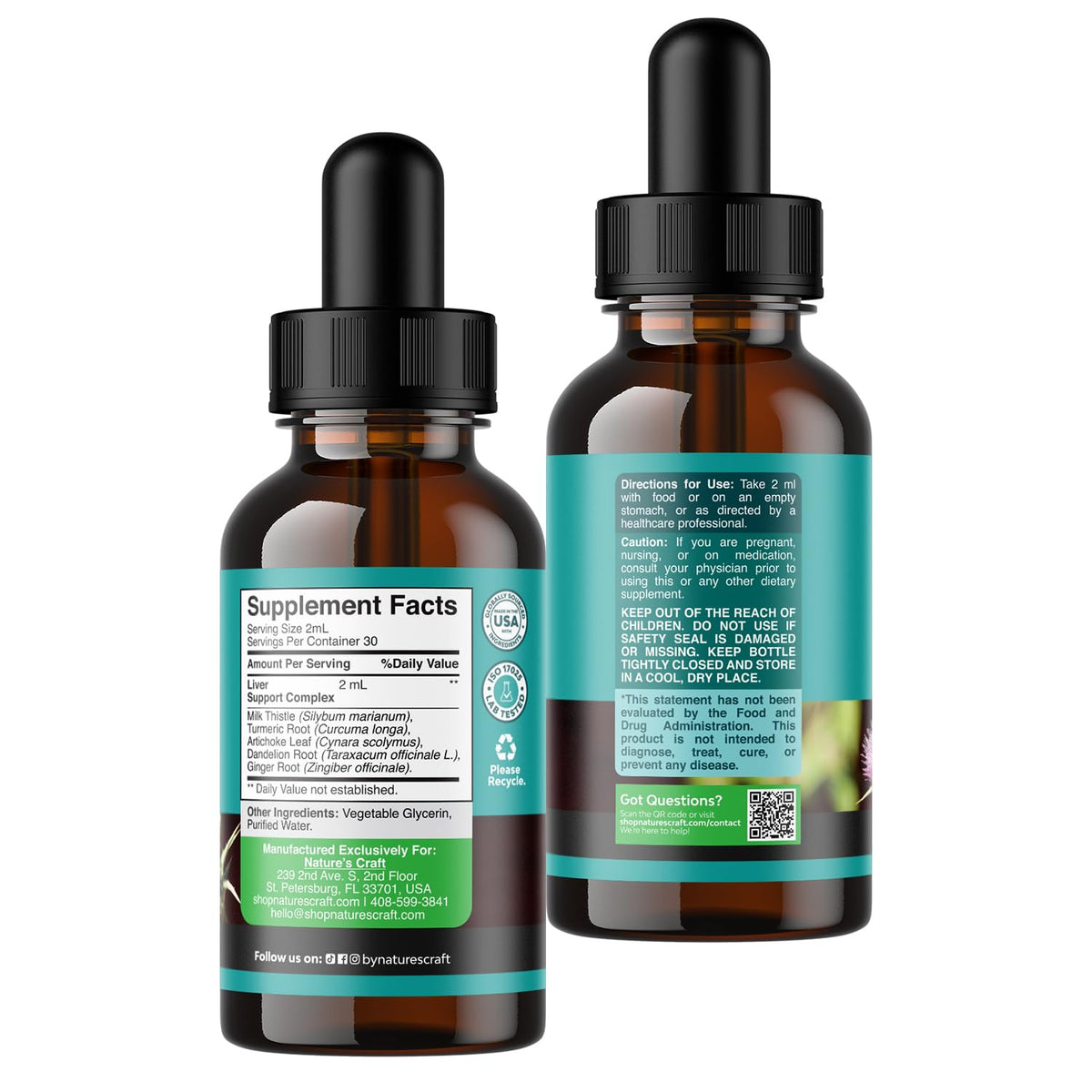 Deep Liver Cleanse, Detox & Repair with Milk Thistle Liquid Drops - Liver Detox Liquid Artichoke Extract with Dandelion Leaf, Ginger & Turmeric Curcumin for Immunity & Daily Cleanse - 2Fl OZ