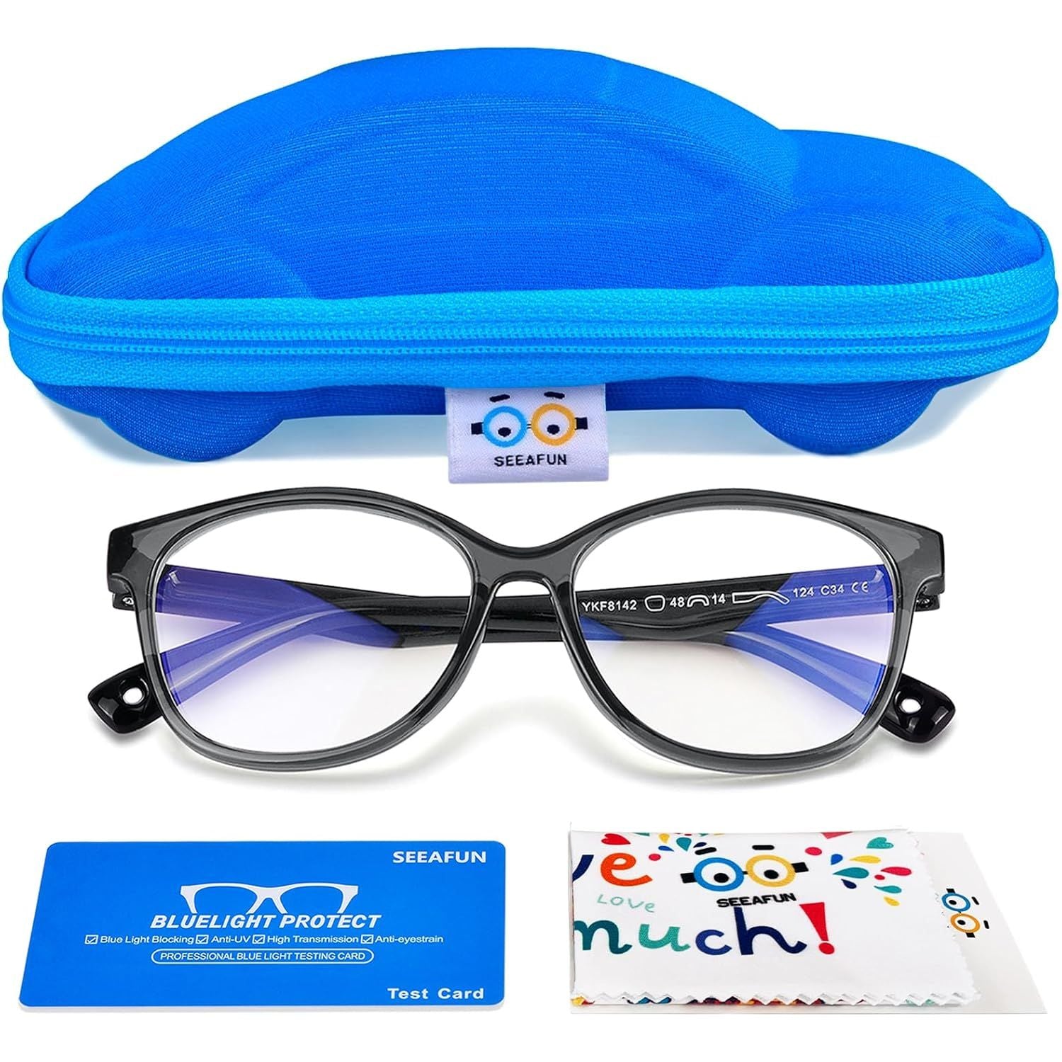 Buy now Blue Light Glasses for Kids Girls Boys with Cute Car Case, UV400 Protection, Anti Blue Ray Age3-12 Dark Grey at indiglob india