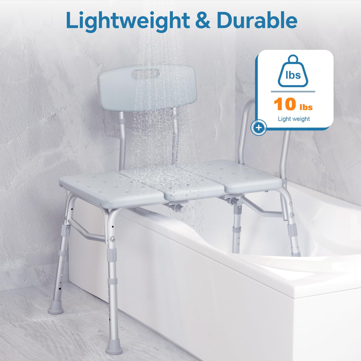 HOMLAND Tub Transfer Bench with Backrest for Bathtub, Height Adjustable
