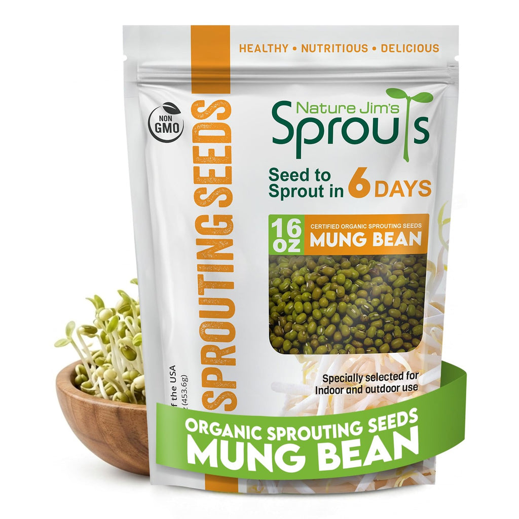 Nature Jim's Sprouts - Mung Bean Sprouting Seeds, Non-GMO Planting - 16 oz