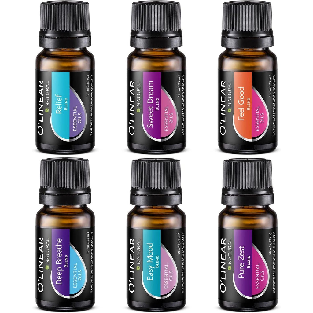Buy now O'linear Essential Oils 6 Blends Set - Perfect for Humidifiers and Diffusers, Aromatherapy Diffuser Oils Scents, Essential Oil Kit for Home Use, Essential Oil Pack with Various Scents at indiglob india