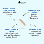 Pure Marine Collagen Supplements for Women & Men - with Hyaluronic Acid, Vitamin C & Biotin - Collagen Peptides Hydrolyzed Collagen for Hair Skin & Nails - 60 Capsules by New Leaf UK Made
