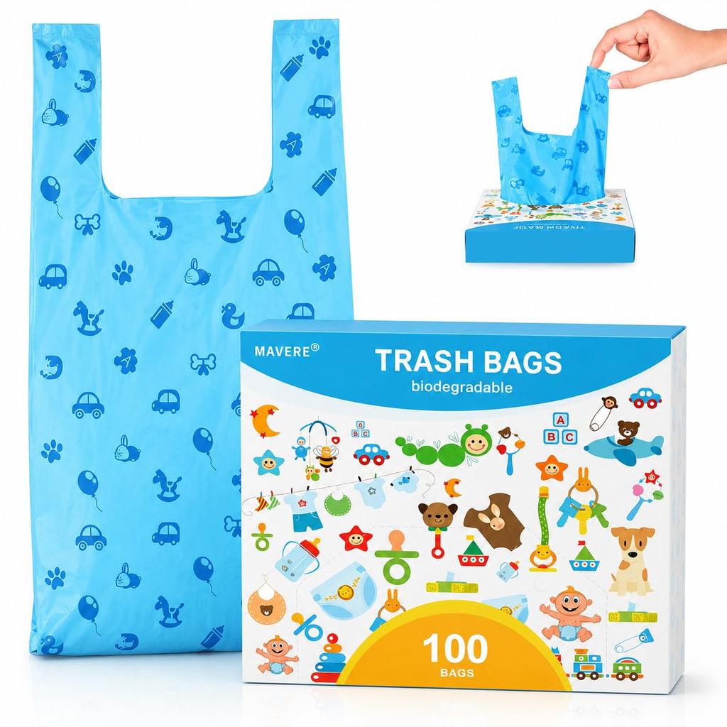 Odor Sealing Cat Litter Poop Clump Pick-Up Bags with Handles Scoop Tie Bags Dog Waste Bag, Leak Proof Pet Disposal, Unscented, 100 bags