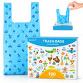 Odor Sealing Cat Litter Poop Clump Pick-Up Bags with Handles Scoop Tie Bags Dog Waste Bag, Leak Proof Pet Disposal, Unscented, 100 bags