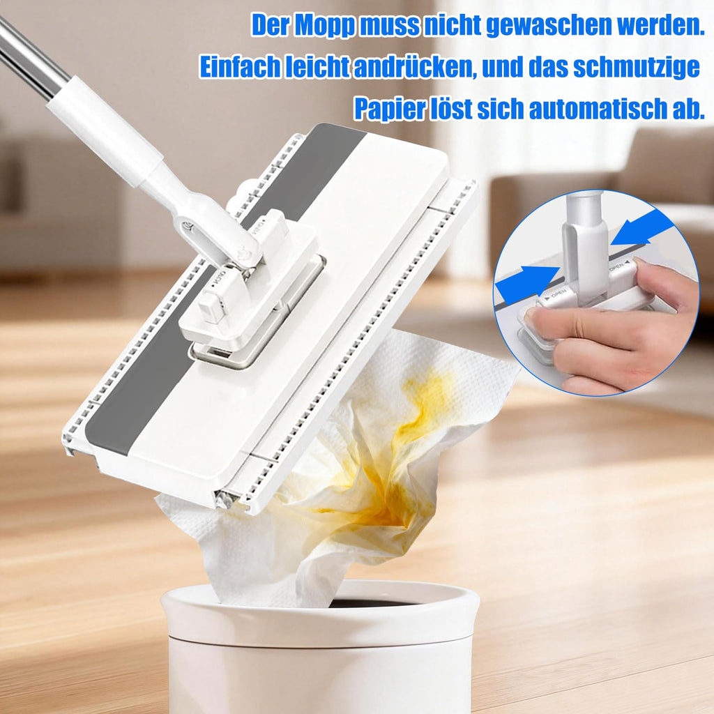 Snap Grip Flat Mop, Clamp Mop Any Cloth, Telescopic Wet Dry Hardwood Tile
