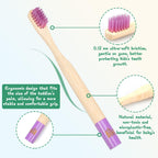 Kids Bamboo Toothbrushes, BPA-Free Soft Bristles, Eco-Friendly Natural Wooden Toddler Toothbrush, 6-Pack Travel Toothbrushes Set for Children