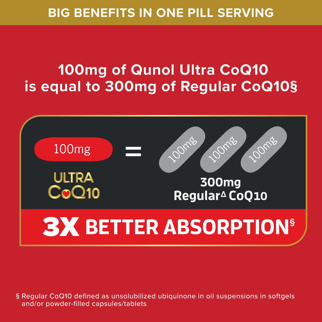 Qunol Ultra CoQ10 100mg, 3X Better Absorption, Antioxidant, 120 Softgels | #1 Cardiologist Recommended Supplement for Heart Health, Coenzyme Q10 Supplement to support Vascular Health & Cellular Energy