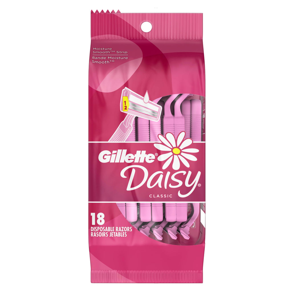 Gillette Venus Daisy Classic Disposable Razors for Women, 18 Count, Hair Removal for Women
