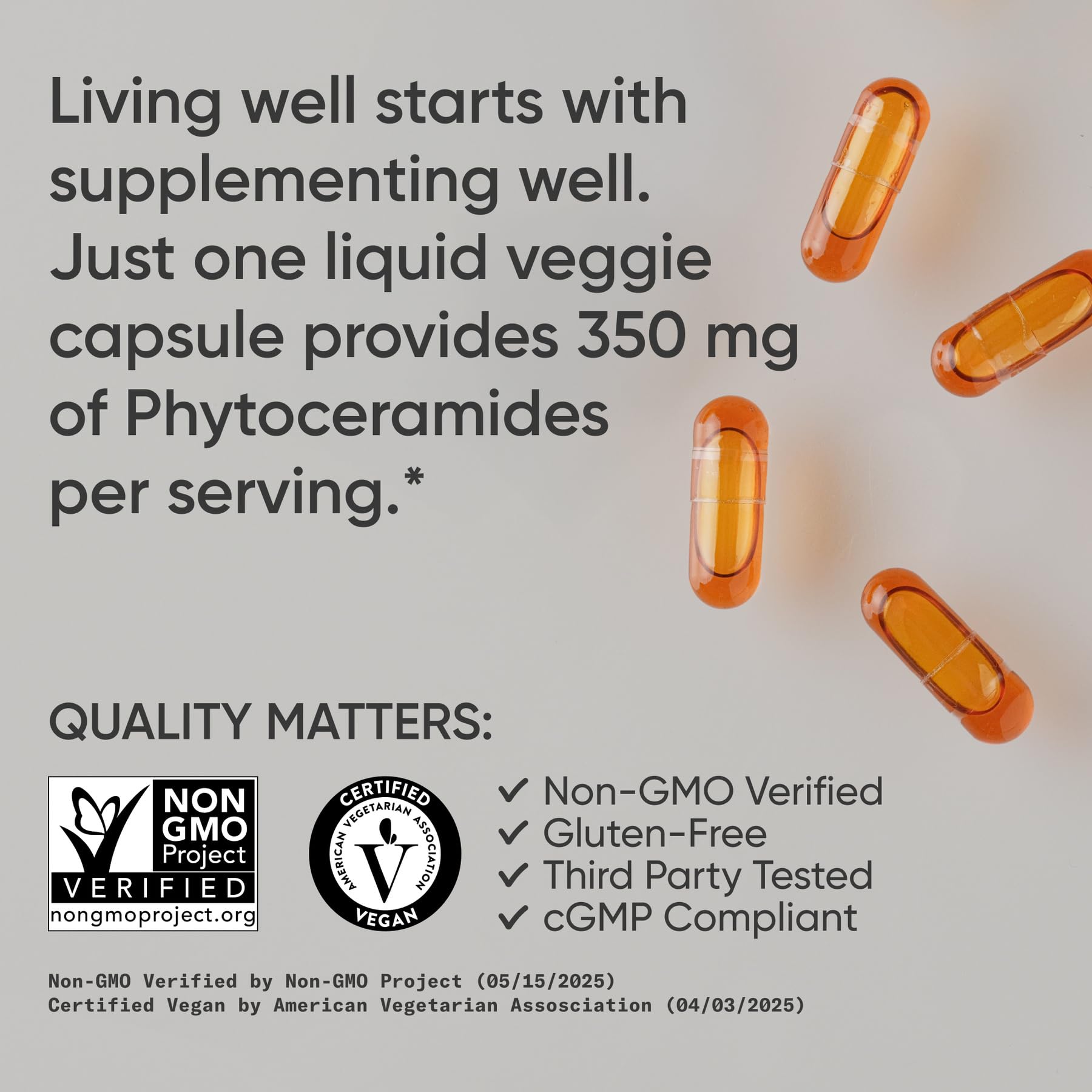 Sports Research® Phytoceramides 350mg w/Ceratiq®, 60 Liquid Caps | Plant-Derived Ceramides for Beauty from Within Skin Hydration | Non-GMO, 60 Servings