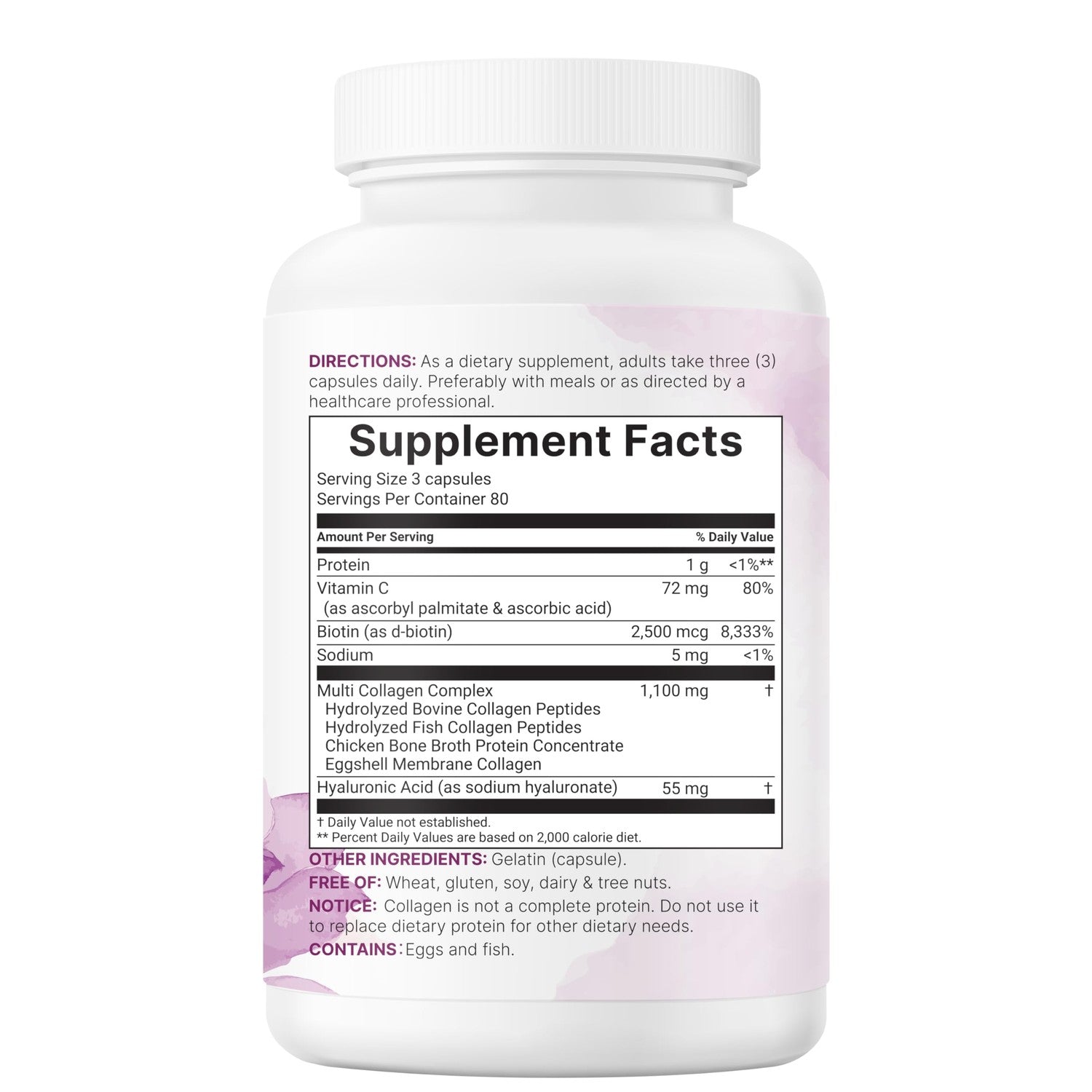 Micro Ingredients Multi Collagen Peptides Pills, 240 Capsules | For Women & Men. Type I, II, III, V, X. Hydrolyzed Collagen Supplement with Biotin, Hyaluronic Acid & Vitamin C. Filler Free.