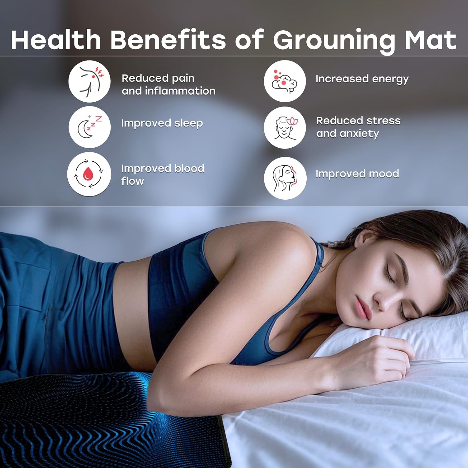 Buy now Ground Well Grounding Mat for Feet,Grounding Pad for Stress, Pain, Inflammation& Wellness Support, 26.7x10in Portable Size Grounding Mat, Indoor Grounding at Home,Office. 15Ft Cord Included. at indiglob india