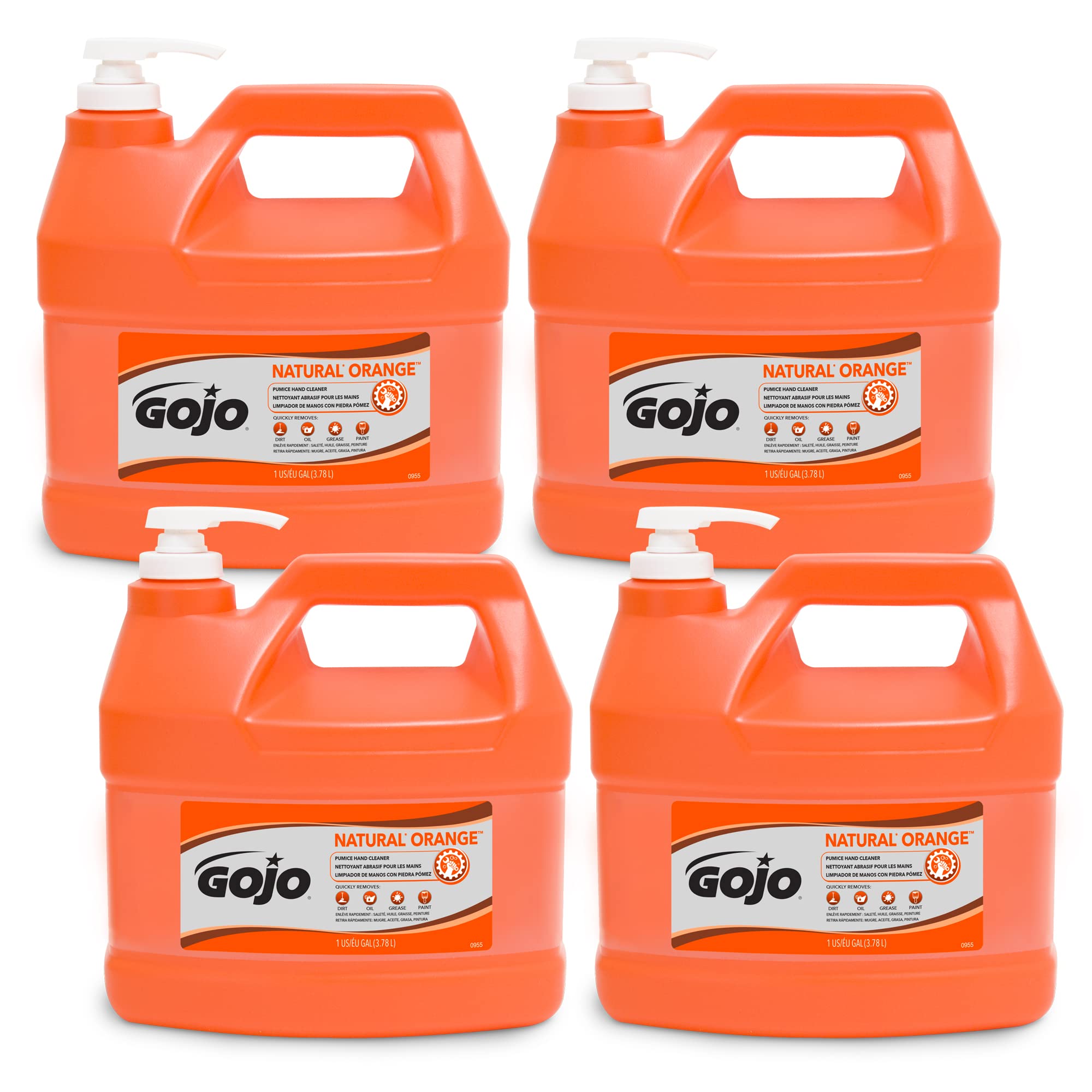 Buy now GOJO 095804 NATURAL ORANGE Pumice Hand Cleaner, Citrus, 0.5 gal Pump Bottle, 4/Carton Orange Citrus 32 Fl Oz (Pack of 4) at indiglob india