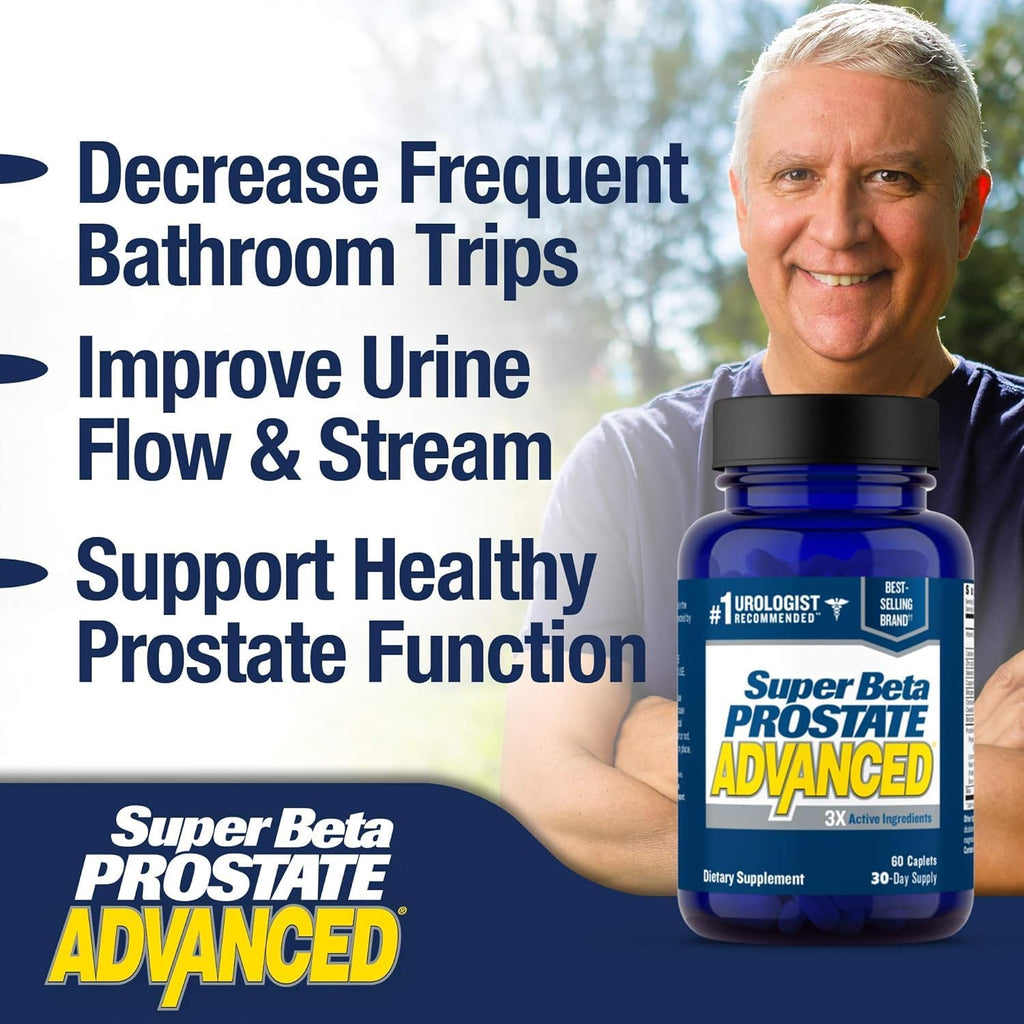SUPER BETA PROSTATE Advanced - Prostate Health Supplements for Men, 120ct | Reduce Bathroom Trips, Promote Sleep, Better Bladder Emptying & Healthy Prostate