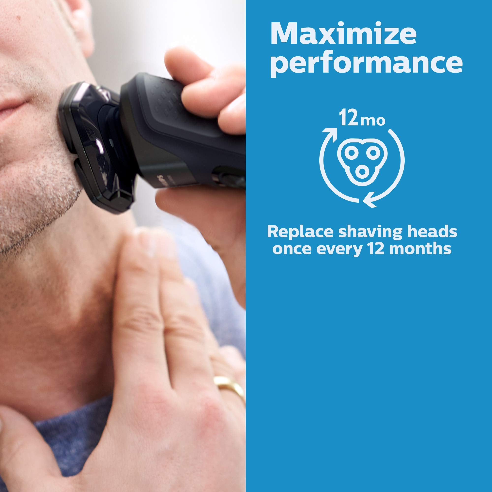 Philips Norelco Genuine Replacement Heads, 3 Count | 45 Self Sharpening SteelPrecision blades, Compatible with Series 5000 & 7000, SH71/52