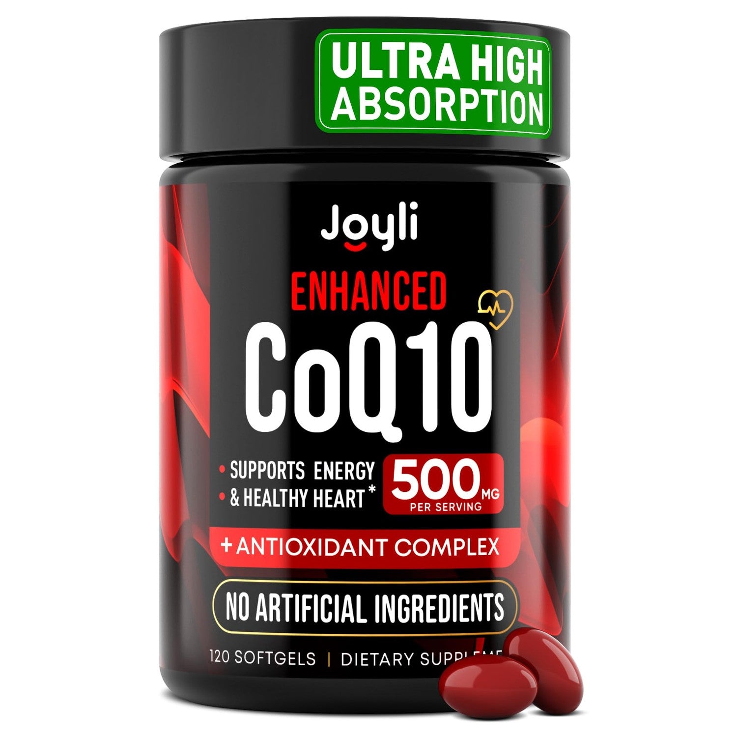 JOYLI Nutrition 2 Pack CoQ10 500mg - High Absorption Coenzyme Q10 Supplement - Co Q 10 for Energy & Vitality - Alternative to CoQ10 400mg & 300mg - 240 Softgels