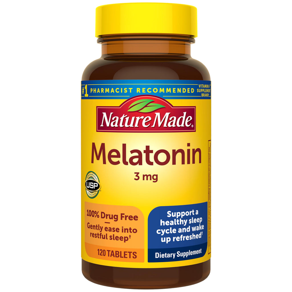 Nature Made Melatonin 3mg Sleep Aids for Adults, 240 Tablets | 100% Drug Free Sleep Aid for Men and Women, Sleep Supplements for Adults, Helps You Fall Asleep Faster, 240 Day Supply