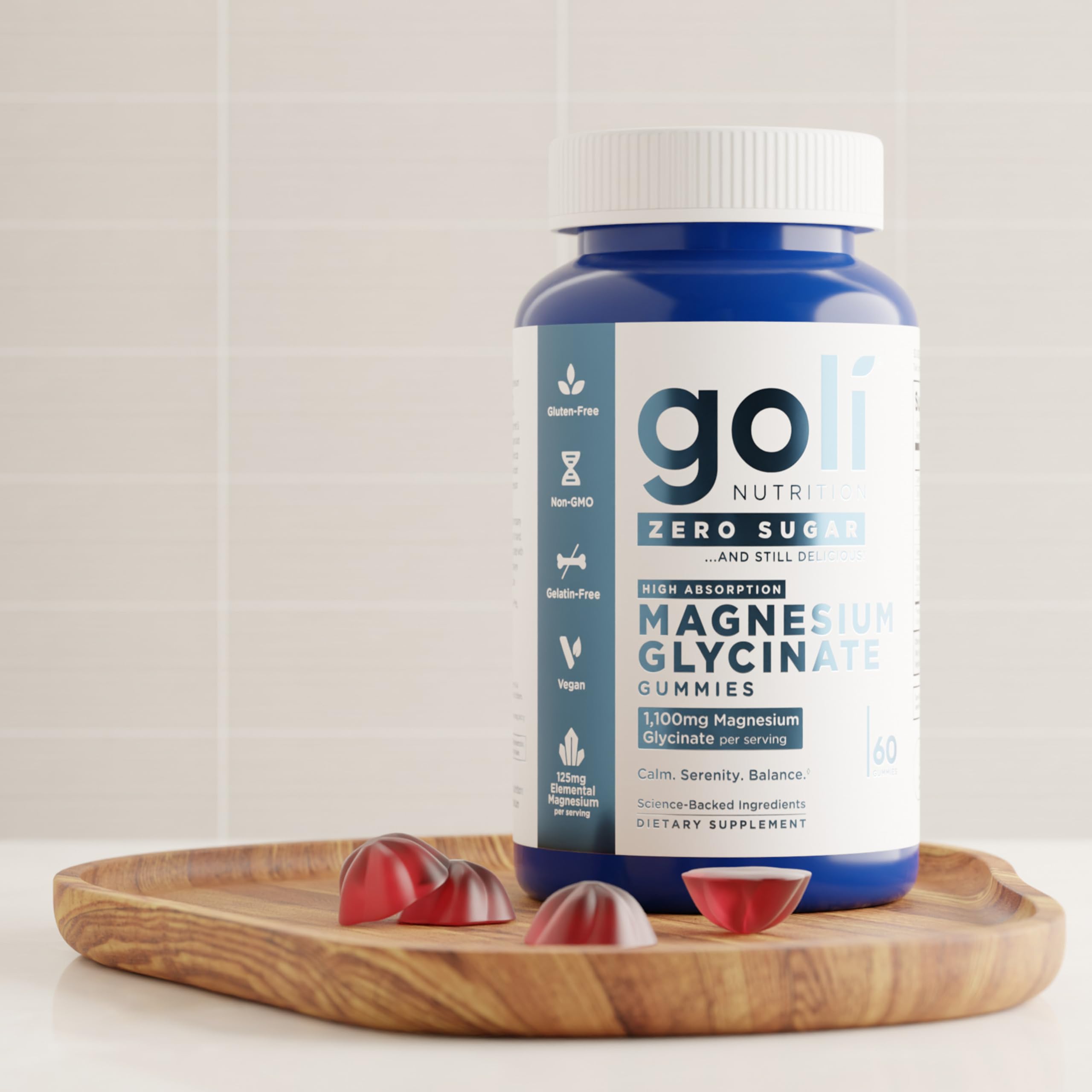 Goli Zero Sugar Magnesium Gummies - 125mg Magnesium (from Magnesium Glycinate) with Vitamin D 60 Count Each (3 Pack, 180 Total) - No Artificial Sweeteners, No Sugar Alcohols - Vegan, Gluten-Free