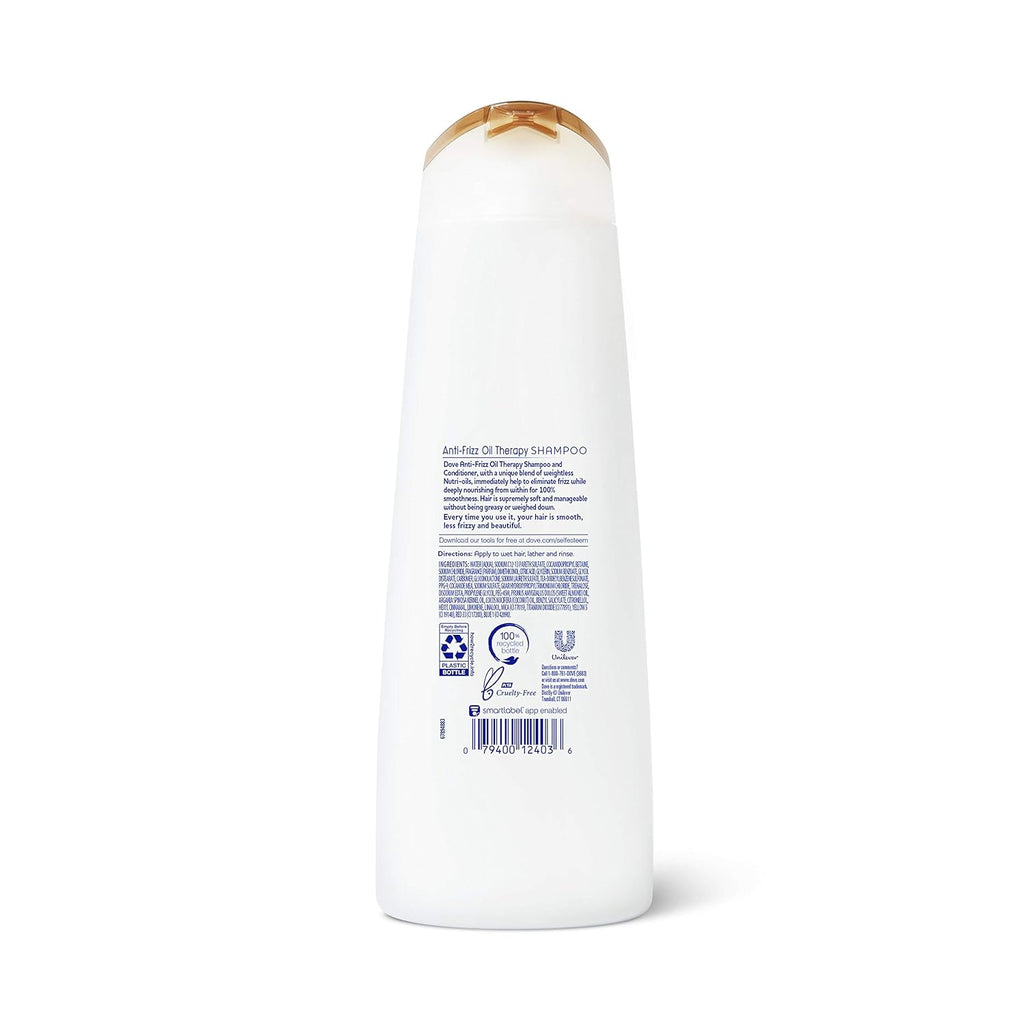 Buy now Dove Nutritive Solutions Anti Frizz Shampoo for Frizzy, Tangled Hair Oil Therapy with Nutri-Oils Moisturizing Shampoo Formula Smooths Hair 12 oz at indiglob india