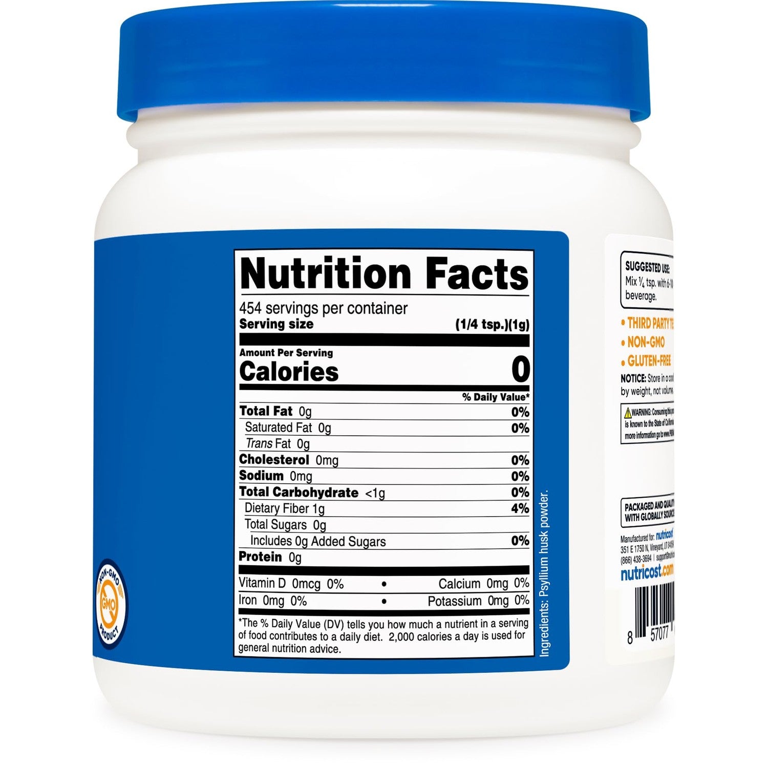 Nutricost Psyllium Husk Ground Powder (1lbs) - Gluten Free and Non-GMO