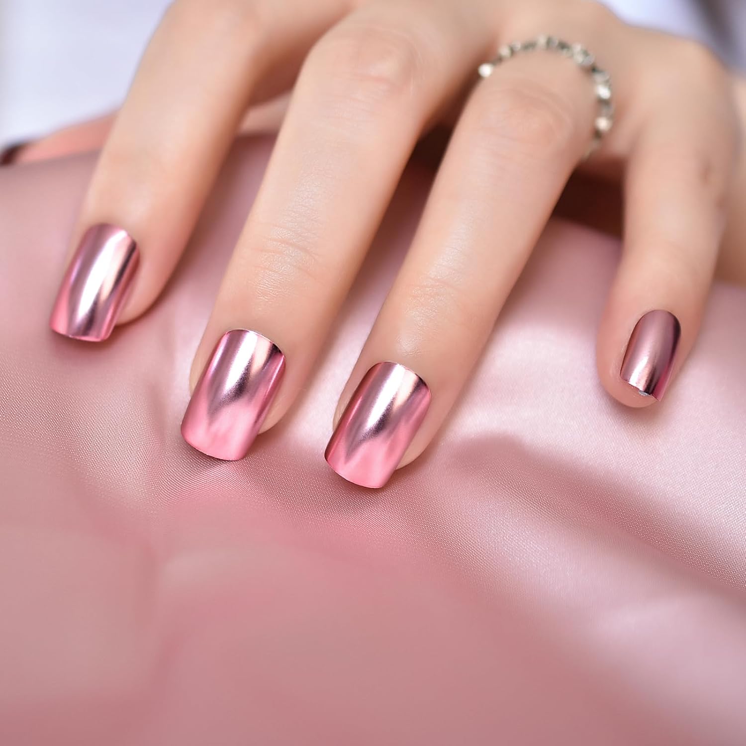 Buy now EchiQ Pearl Shine Glossy Fake Nails Shimmer White Square French Nail Ombre Faux Ongles Gradient Medium Fingernails with Gluetabs L6561 at indiglob india