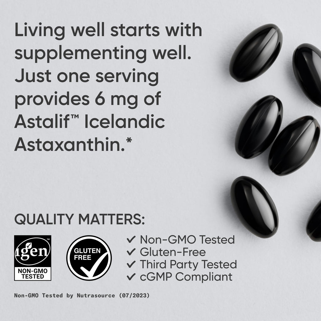 Sports Research® Icelandic Astaxanthin 6mg w/Coconut Oil - 120 Count | Antioxidant Supplement for Skin & Eye Health Support | Soy-Free, Non-GMO, Gluten-Free