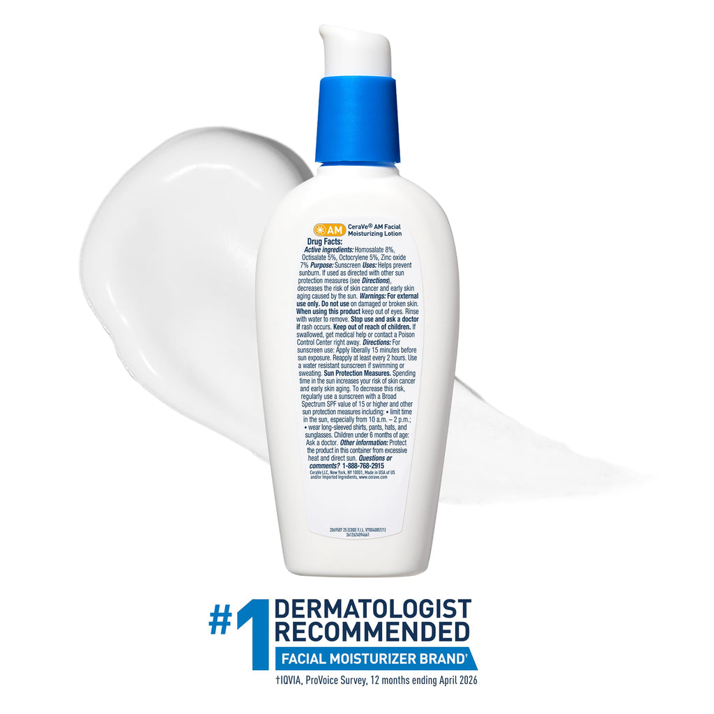 CeraVe AM Facial Moisturizing Lotion SPF 50, Face Moisturizer with SPF, 3oz | Travel Size Skin Care, Hyaluronic Acid and Niacinamide That Blends with No White Cast, Non-Greasy & Non-Comedogenic