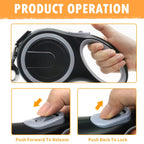 26Ft Retractable Dog Leash, Heavy Duty Great Leash for Dog up to 110 lbs, Anti-Slip Rubberized Handle, One-Handed Brake, Strong Nylon Tape, Tangle Free(Large Size).