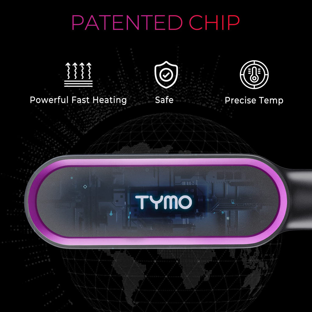 TYMO Hair Straightener Brush, Hot Comb Hair Straighteners for Women | Hair Straightener Comb, Straightening Brush with 5 Heat Settings, 20s Fast Heating & Dual Voltage, Black