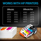 Smart Ink Compatible Ink Cartridge Replacement for HP 902 XL 902XL (4 Combo Pack) to use with Officejet Pro 6978 6968 6974 6975 6960 Officejet 6951 6954 6956 6958 Printers