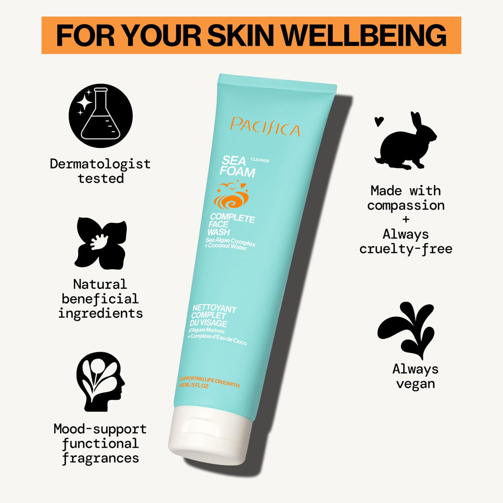 Buy now Pacifica Beauty Sea Foam Face Wash, Daily Gentle Foaming Cleanser, With Coconut Water + Sea Algae, Removes Makeup, For Combination and Oily Skin, Vegan & Cruelty Free at indiglob india