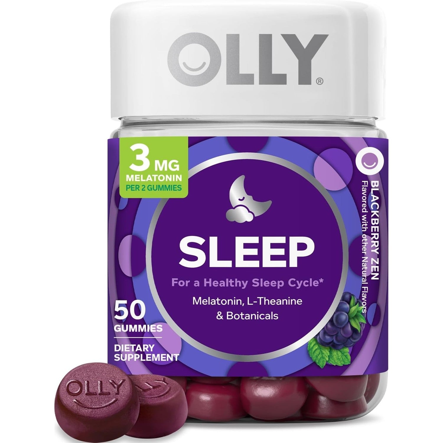 OLLY Sleep Support Gummy Supplement,* 3 mg Melatonin, L-Theanine - 90 Count