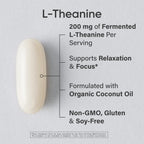 Sports Research® L-Theanine 200mg with Suntheanine®, 60 Softgels | Double Strength Relaxation, Focus & Mood Support - Made w/ Organic Coconut Oil | Non-GMO, Gluten-Free, 60 Servings