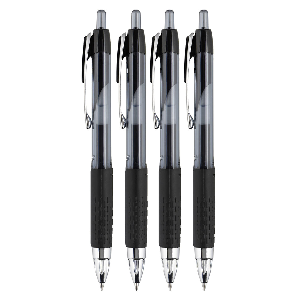 Uni-Ball® 207™ Retractable Fraud Prevention Gel Pens, Bold Point, 1.0 mm, Translucent Black Barrels, Black Ink, Pack Of 4