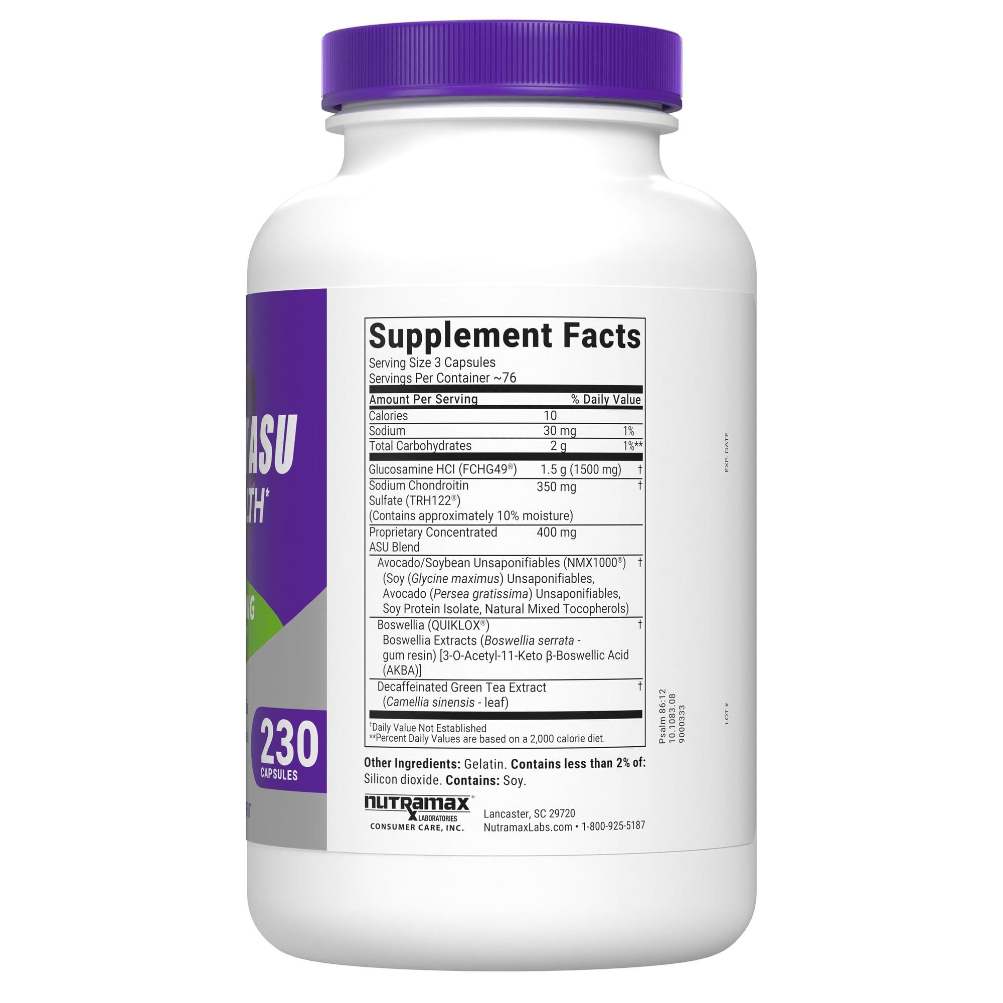 Nutramax Cosamin ASU Faster-Acting Joint Health Supplement, 230 Capsules | Faster-Acting Formula with Glucosamine, Chondroitin, ASU, and Boswellia for Joint Support, Third Party Tested