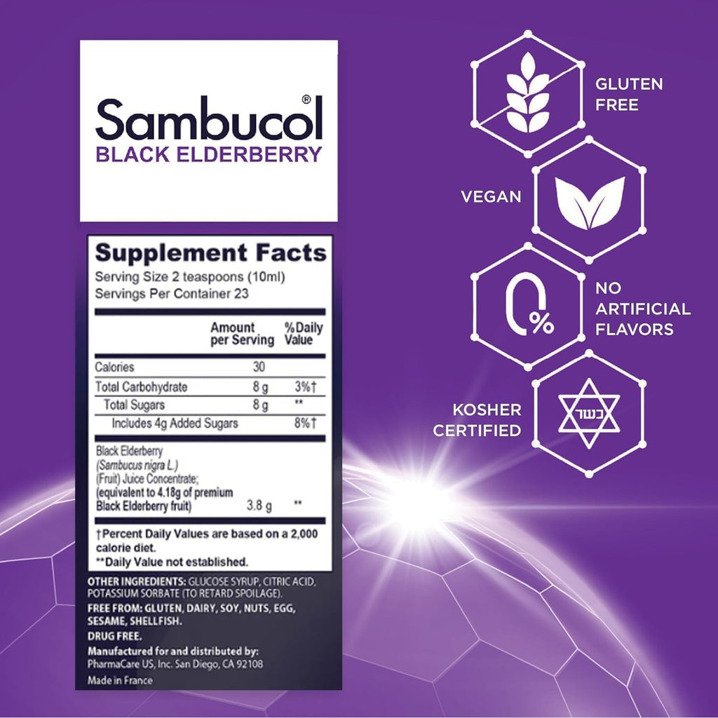 Sambucol Black Elderberry Syrup - Original Formula - 7.8 Fl Oz, 2 Pack | Black Elderberry Liquid, Immune Support for Kids and Adults, High Antioxidants, Gluten Free