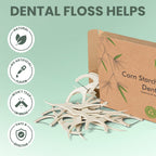 Natural Dental Floss Picks 75 Pack – Organic Biodegradable Floss Sticks with Strong Bamboo Charcoal Thread & Vegan Cornstarch Handle – No Plastics, No Artificial Flavours - Kraft Paper Box
