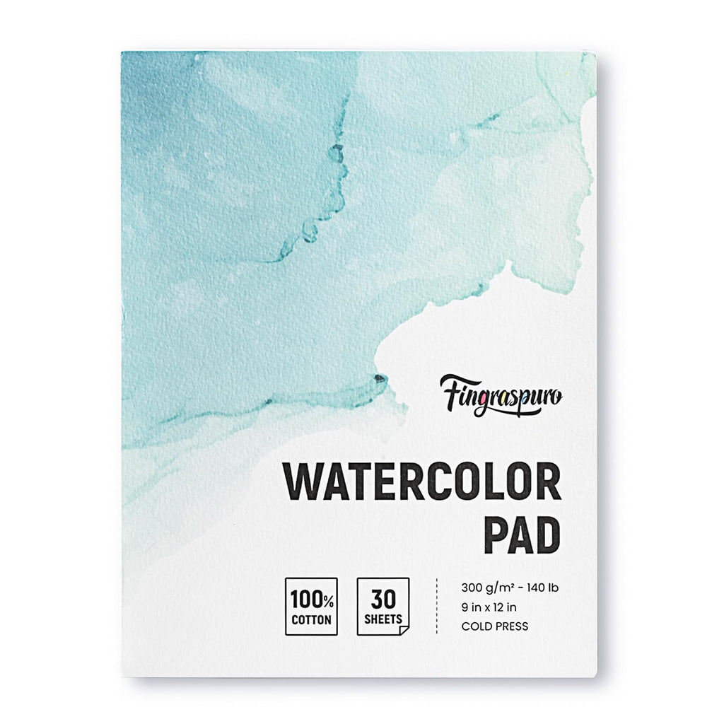 Fingraspuro 9x12 Watercolor Pad, 100% Cotton, Cold Press, 30 Sheets