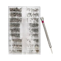 500-Piece Silver Micro Screw Repair Kit 18-Size Stainless Steel Tiny Screws with Screwdriver for Glasses, Watches, Jewelry & Electronics