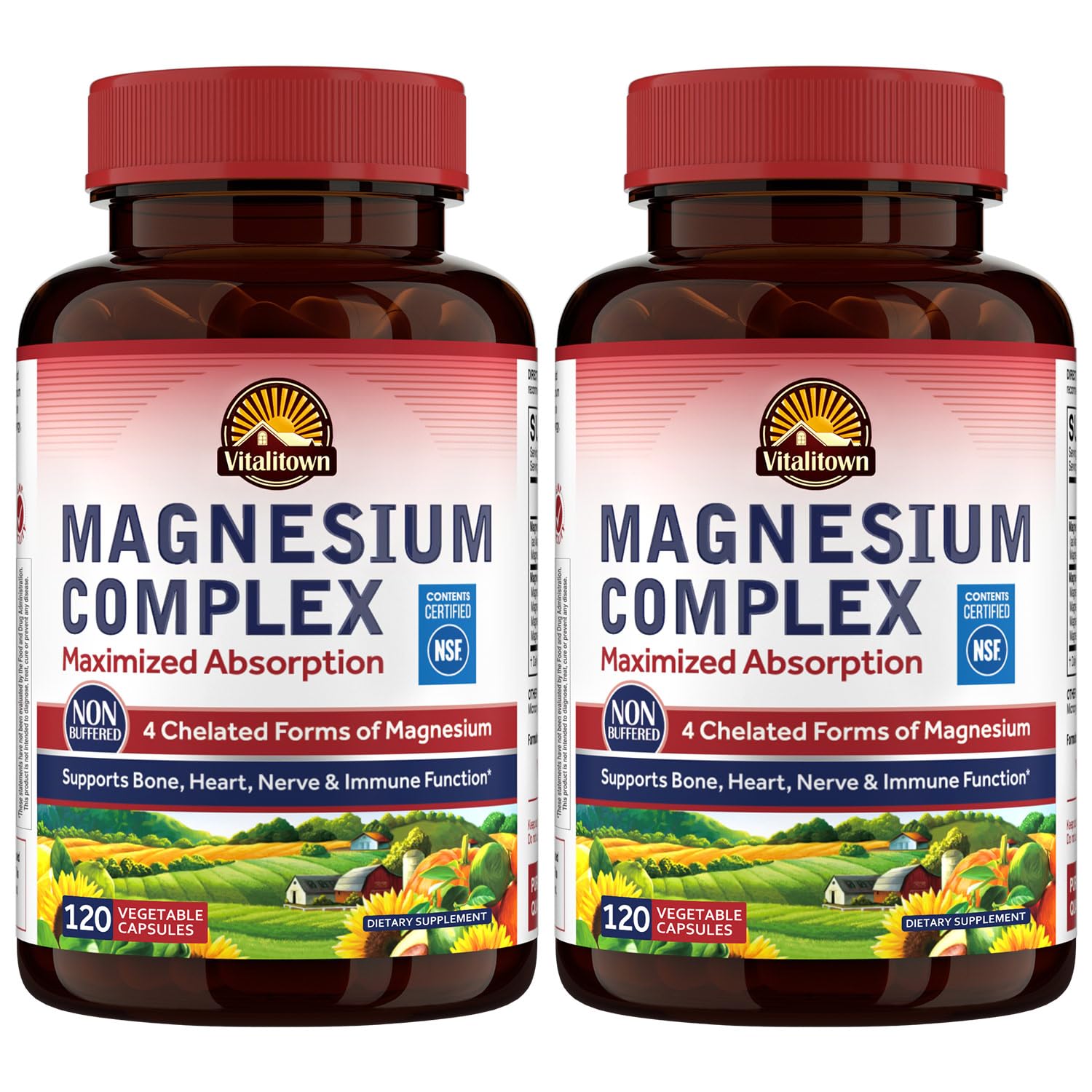 Vitalitown Magnesium Complex Supplement 500mg - NSF Certified Magnesium Glycinate, Malate, Taurate & Citrate - Chelated High Absorption & Gentle on Stomach - Vegan Non-GMO 240 Capsules