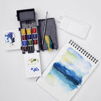 Buy now Winsor & Newton Cotman Watercolor Paint Set, Field Pocket Set, 12 Half Pan w/ Brush, Sponge, Bottle at indiglob india