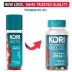 Kori Krill Oil Omega 3 Supplement, Antarctic Krill Oil with Superior Absorption vs Fish Oil, 1200mg Softgels,EPA & DHA, 30 Softgels
