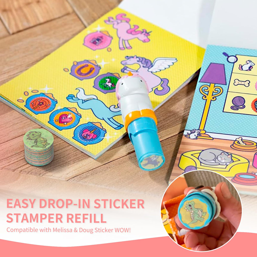 Sticker Refills Compatible with Melissa and Doug, Sticker Wow Stamp Refill, Arts and Crafts Refill Stickers, 2-Pack (Favorite Things, Pets Pack 1) - 200 Stickers Each(400 Total) for Any Stamper