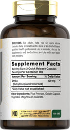 Carlyle DHEA 100mg Supplement | 300 Capsules | for Women and Men
