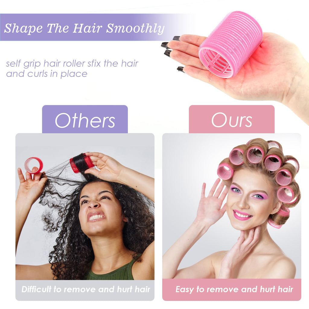 5 Size Hair Rollers for Blowout Look Long Hair, Women, 72Pcs Roller Set